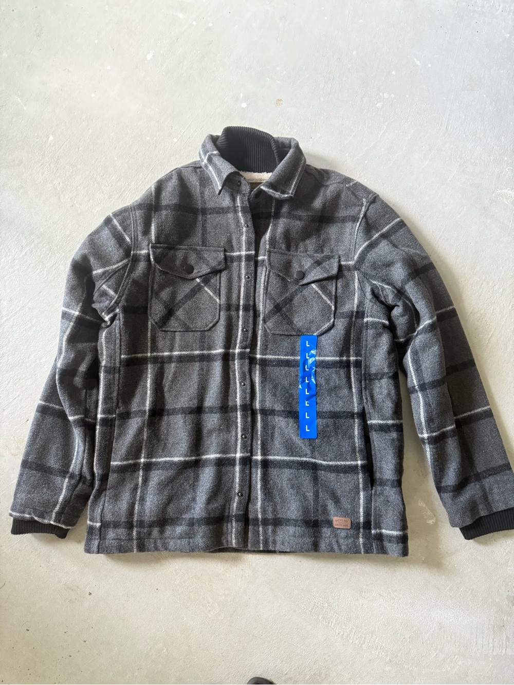 Jachs Charcoal Gray Plaid Button-Up Shirt Jacket